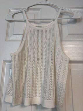 a new day Cream Crochet cropped Knit Tank Top